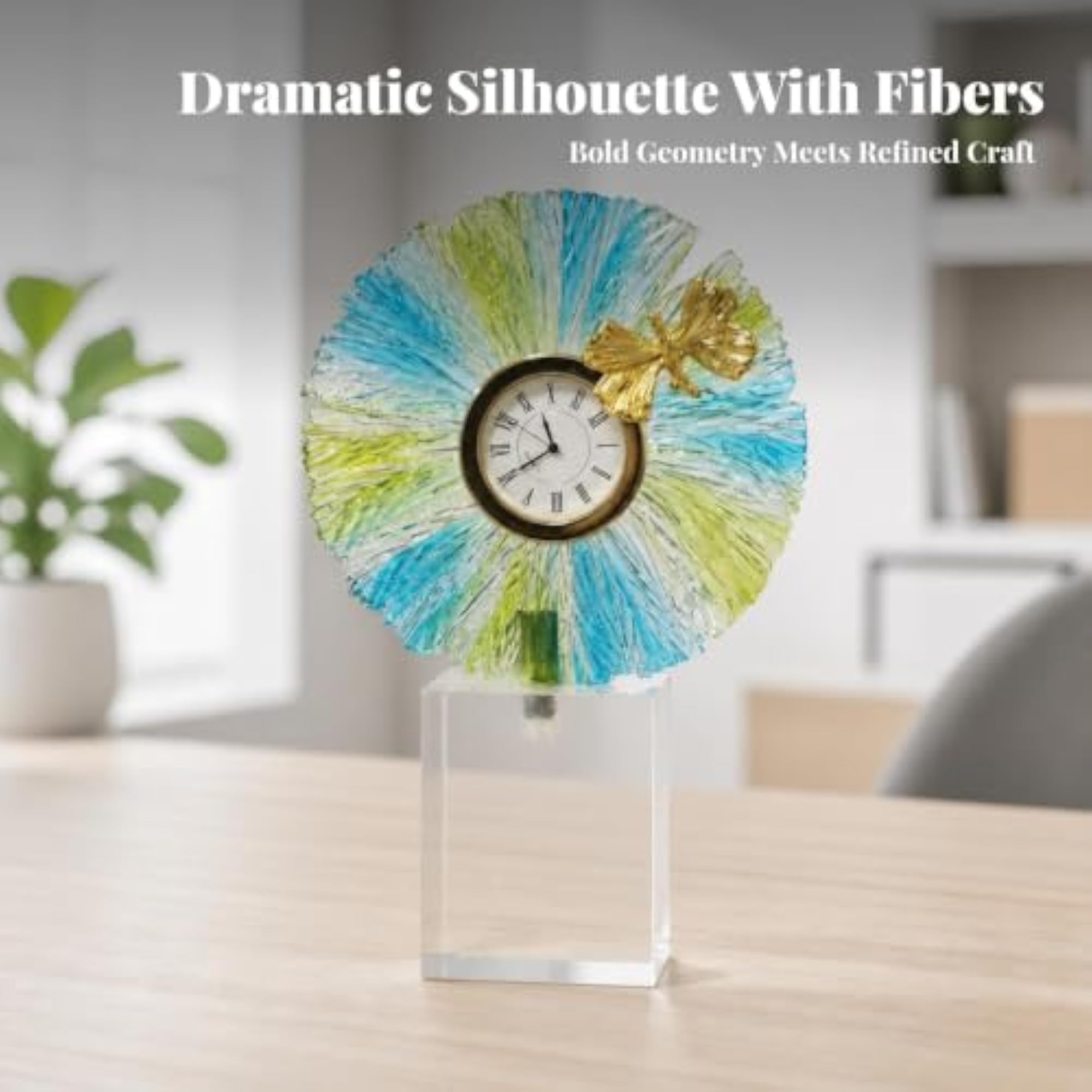 Tabletop Clock with Butterfly, Translucent Textured Circle