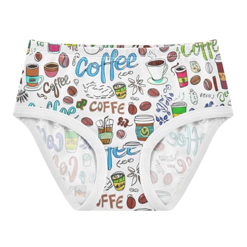 Flower Girls Underwear Toddler 2t Cotton Girl Panties Cute Coffee Doodle Style White Briefs Undies Kids