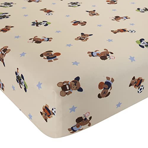 Image of Lambs & Ivy Bow Wow Buddies Dog/Sports 100% Cotton Fitted Crib Sheet