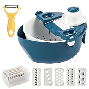 14 in 1 Multifunctional Vegetable Cutter, Equipped with Drain Blue, Planer, and Egg White Filter in a Multifunctional Kitchen Set