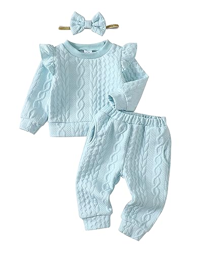 Image of Mioglrie Toddler Baby Girl Clothes Fall Winter Sweatsuit Newborn Sweatshirt Sweat Pant Sets Outfits Infant Girls Clothing