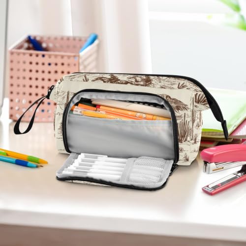 Image of Western Cowboys Print Pencil Case Pouch Big Capacity Pencil Bag Box Organizer Pen Case with Compartmens Stationery Organizer for Girls Boys Women School College Office