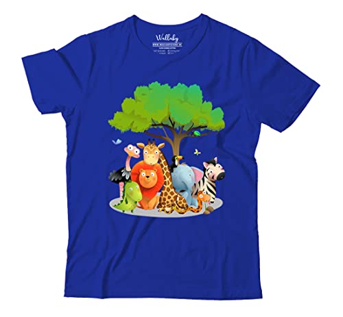 Image of Boys & Girls Cute Jungle Animals Theme 100% Cotton Unisex Kids T-Shirt