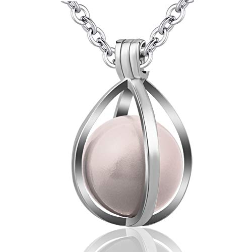 CREA&CO Bola de grossesse Appeleur d'Ange plaqué argent - Cage avec boule sonore - Longue chaîne 114cm - Bijou...