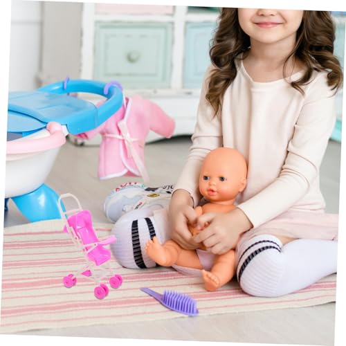 ZUNOXAZ Puppenbuggy für Leichter Puppenwagen aus Robustem für Puppenhaus Rollenspiele Stärkung der Eltern Junge Mädchen Beziehung mit Schaumrädern Kompakte – Bild 7