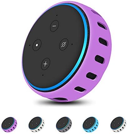 Echo Dot 3rd Generation Case Cover [Glow in the Dark],Silicone Protective Case Holder [Lightweight ]Anti-Slip Shockproof Skin Stand (Purple 1)
