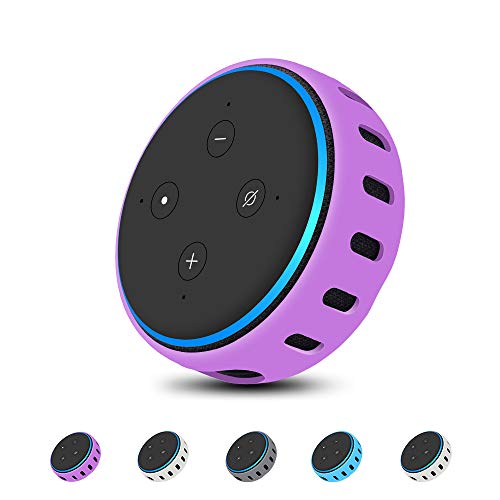 Case Cover Skin for Amazon Echo Dot 3rd gen,Silicone Protective Case[Personalized] Shockproof All-New Alexa Echo Dot 3rd Generation Smart Speaker Home Desk Shelf Holder Stand Table Accessories-Purple