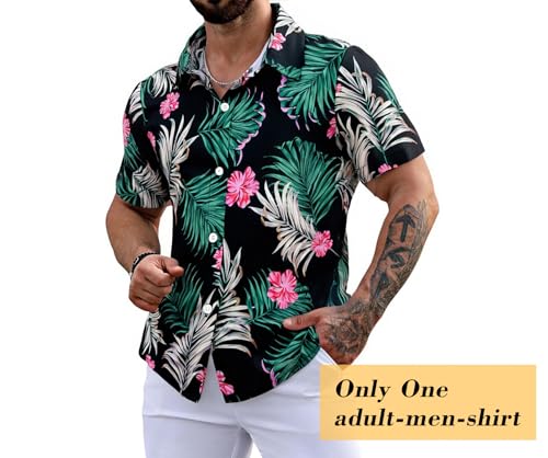 Hawaiian Dad and Son Matching Shirts - Floral Print Short Sleeve Button Down Cute Fathers Gift Set Baby Clothes2