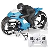 Lihgfw Spielzeug Flugzeug Kinderfernbedienung Motorrad Geschwindigkeit Land Luft Dual-Mode Deformation Drohne Simulation 2.4g Quadkopter Junge Spielzeug Geschenk Blau 12cm (Color : Blau)