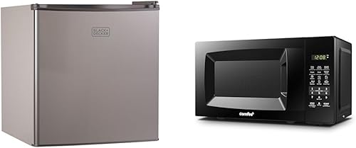 BLACK+DECKER BCRK17V Refrigerador compacto Energy Star Mini refrigerador de una sola puerta con congelador y COMFEE' EM720CPL-PMB Horno microondas