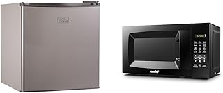 BLACK+DECKER BCRK17V Compact Refrigerator Energy Star Single Door Mini Fridge with Freezer & COMFEE' EM720CPL-PMB Countertop Microwave Oven with Sound On/Off, ECO Mode