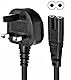 Pro Elec PEL00421 Netzkabel (UK-Stecker auf IEC C7 Figure 8), 1 m, Schwarz