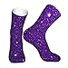 ZAKAFUCH Fashion Crew Dress Socks for Training, Basketball, Purple Glitter Sparkle Texture Compression Socks Thermal Socks for Teen Boys Mens Womens, Hunting, Athletic Socks