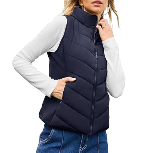 Gilet matelassé léger femme pour contrer le vent de mi-saison zippé bleu marine