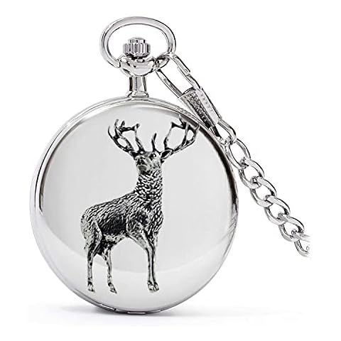 A31 Stag 1 Silver Quartz Pocket Watch Cover