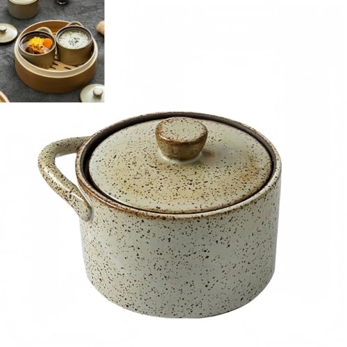 Vzqr 茶碗蒸し 蒸し碗 ちゃわんむし器 蓋付き スープカップ 北欧風 陶器 和食器 3.5インチ 4個セット 家庭用・旅館・飲食店 業務用 デザート/スープ用 おしゃれ 太陶色 (3.5インチ*1個,太陶色)