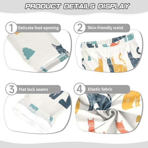 Toddler Girls Leggings Printed Yoga Pants Leggings Orange Yellow Blue Cat for Kids3