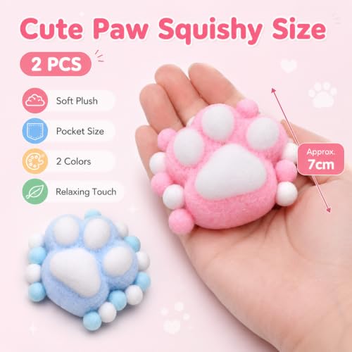 Image of Taba Squishy, Two Pack of Soft Squishy Toys, Pink and Blue Cat Paw Design for Classroom and Office Use