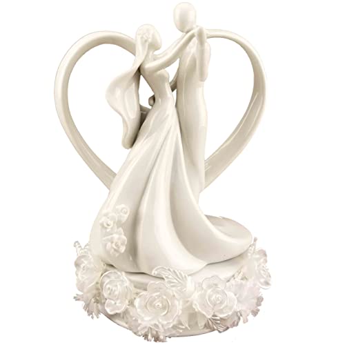 Wedding Collectibles Iridescent Rose Pearl and Heart Wedding Cake Topper