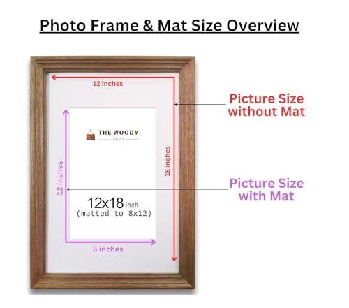 Image of Wooden Square Photo Frame With Mat,Brown Photo Frame 8 X 12 Inch With Mat Or 12 X 18 Inch Without Mat For Wall Decoration,Gallery Walls,Best Wooden Photo Frames For Posters & Photos