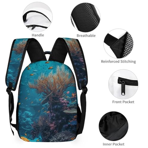 Fish Backpack Set Lightweight Bag Lunch Box Pencil Bags for Women Men Bookbags 3 in 13