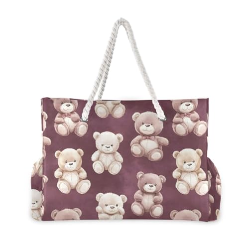 Bears Beach Bag & Travel Tote Bag Large Sandproof with Zipper Closure, Wet Pouch for Swim Gym Travel, Lightweight Foldable Outdoor Bag2