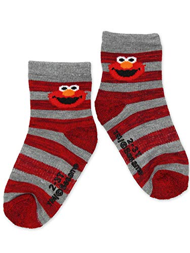 Image of Sesame Street Elmo Boy's Girl's Multi Pack Crew Socks with Grippers (Baby /Toddler)