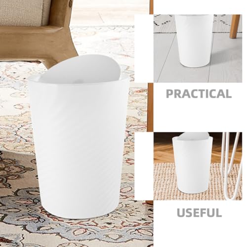 KICHOUSE bote de basura plástico con tapa 12L blanco miniatura 3