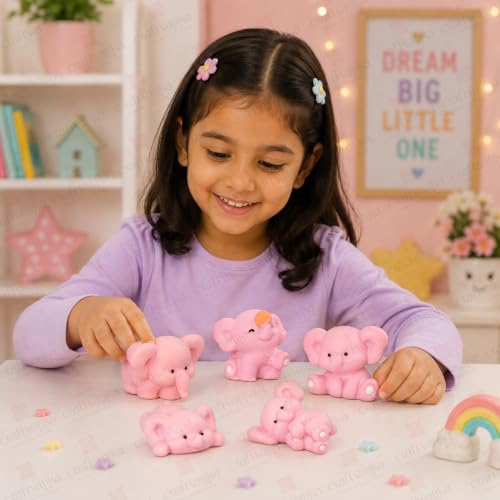 Image of CraftVatika Miniature Showpiece Birthday Gift for Girls Kids, Elephant Showpiece Set of 5 for Home Decor Items, Car Dashboard Items, Table Decoration Items, Valentine Day Gift for Girlfriend