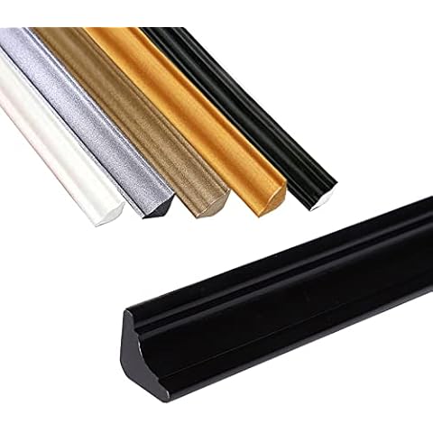 CJHZQYY TPE Edging Strip, Self Adhesive Quadrant Wall Trim, Plastic Wall Corner Decoration Edging Strip, Waterproof Mildew Sealant Caulk Strip for Floor, Wall Edge (Black 3M, 12*9mm) Cover
