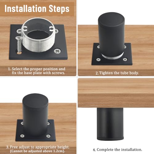 WMYCONGCONG 8 Pcs Furniture Legs Metal Cabinet Leg 6cm Adjustable Aluminum Alloy Cabinet Desk Sofa Legs Furniture Replacement Legs Corner Risers Heavy Duty Table Chair Leg Extenders - Image 3