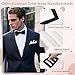 Gsyziux White Handkerchiefs for Men, Contrast Color Mens Pocket Square with Holder for Daily Wedding Banquet (Black White)