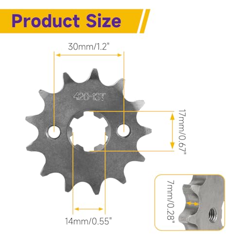 Image of HIAORS 428 13T 17mm Motorcycle Front Engine Sprocket Compatible with 50cc 70cc 110cc 125cc 140cc 160cc TaoTao Coolster Apollo Coleman Boom Vader Roketa Lifan ATV Quad 4 Wheeler Pit Dirt Bike Parts