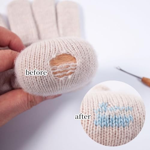 Kit para rammendo con disco de madera, 9 agujas y hilos de 10 colores para costura y bordado 2