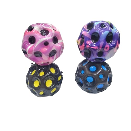 Image of Knick Knack Moon Bowling Ball Super High Bounce and Pop Sounds Easy to Grip and Catch, String Rubber Rebound Ball Wrist Band Toy for Kids & Adults (Random Color) (Pack of 2), Assorted