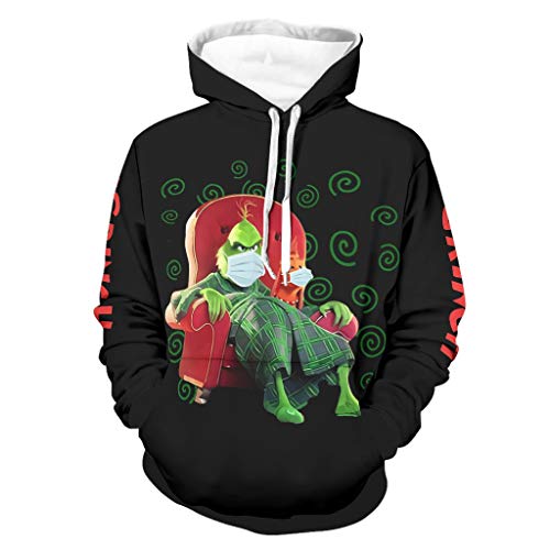 Preisvergleich Produktbild Niersensea Mädchen Jungen Kapuzenpullover Sweatshirt Grinch Schwarz Drucken Große Taschen Lustige Hoodie Kapuzen-Sweatshirt White l