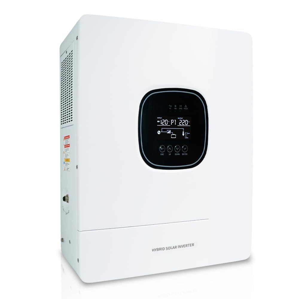 6600W Hybrid Solar Wechselrichter 48V auf 230V, Reine Sinuswelle mit 120A MPPT Laderegler, UPS Funktion, LCD Display, für Solaranlage & Haushaltsgeräte