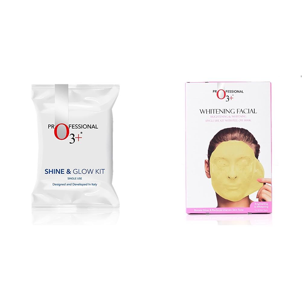 O3+ Shine & Glow Mono Dose Kit for Brightening, Whitening & Even Skin Tone (38g) & O3+ Whitening Facial Kit With Brightening & Whitening Peel Off Power Mask (45gm) Combo
