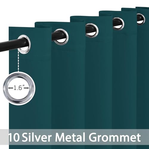 Yakamok Blackout Curtains for Bedroom 2 Panels Set Thermal Insulated Room Darkening Dark Black Out Drapery Grommet Window Treatments Drapes for Living Room, 70x84, Dark Teal