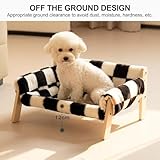 MEWOOFUN Erhöhtes Katzenbett Sofa aus Holz, 56x45cm robust großes Katzensofa – modischer Katzenstuhl mit abnehmbarem Matratzenbezug Belastbar mit 10 kg (Schachbrett, 56x45cm)