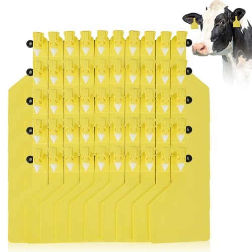 Cattle Ear Tags, Large Plastic Livestock Ear Tag, 50Pcs Z Tags One-Piece TPU Blank Livestock Animal Identification for Cattle,Sheep Goat, Pig, Large