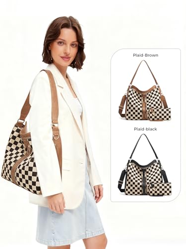 Bolso Hobo Cuadriculado para Mujer Tipo Tote miniatura 6