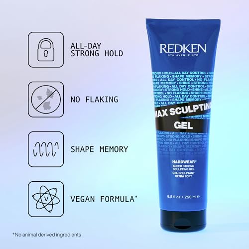 Redken, Glänzendes Gel für alle Haartypen, Für maximalen Halt, Mit Rizinus- und Orangenschalenöl, Vegane Formulierung, Max Sculpting Gel, 1 x 250 ml