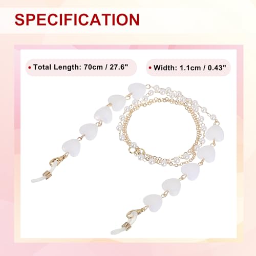 Image of uxcell Beads Eyeglass Chain, Pearl Glasses Strap Eyewear Retainer Chain Around Neck Sunglass Holder for Girls Women