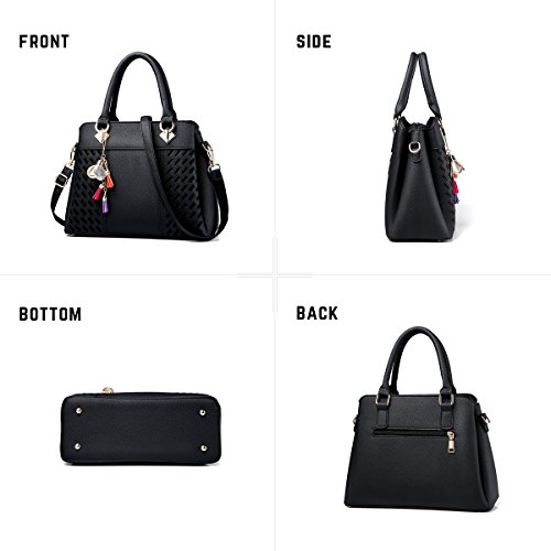 Womens Purses and Handbags Ladies Designer Satchel Tote Bag Shoulder Bags, Black