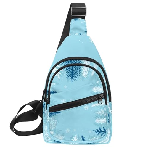 Sac à bandoulière pour cyclisme et camping au motif arbres d'hiver multicolore