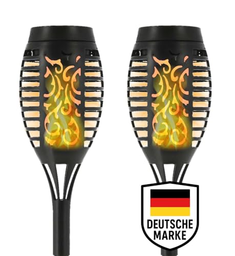 mucHome Solarlampe für Außen Gartenfackel mit realistischem...