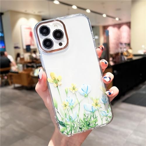 Étui à Fleurs Vertes transparent pour iPhone 13 Pro Max