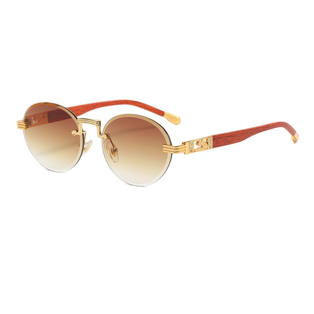 Lunettes de soleil rondes métal verres marron bords coupés