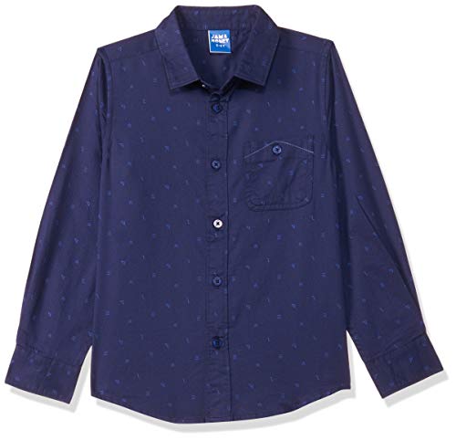 Image of Amazon Brand - Jam & Honey Solid Regular Fit Boys 100% Cotton Printed Full Sleeves Shirt | Age 2-12 Years